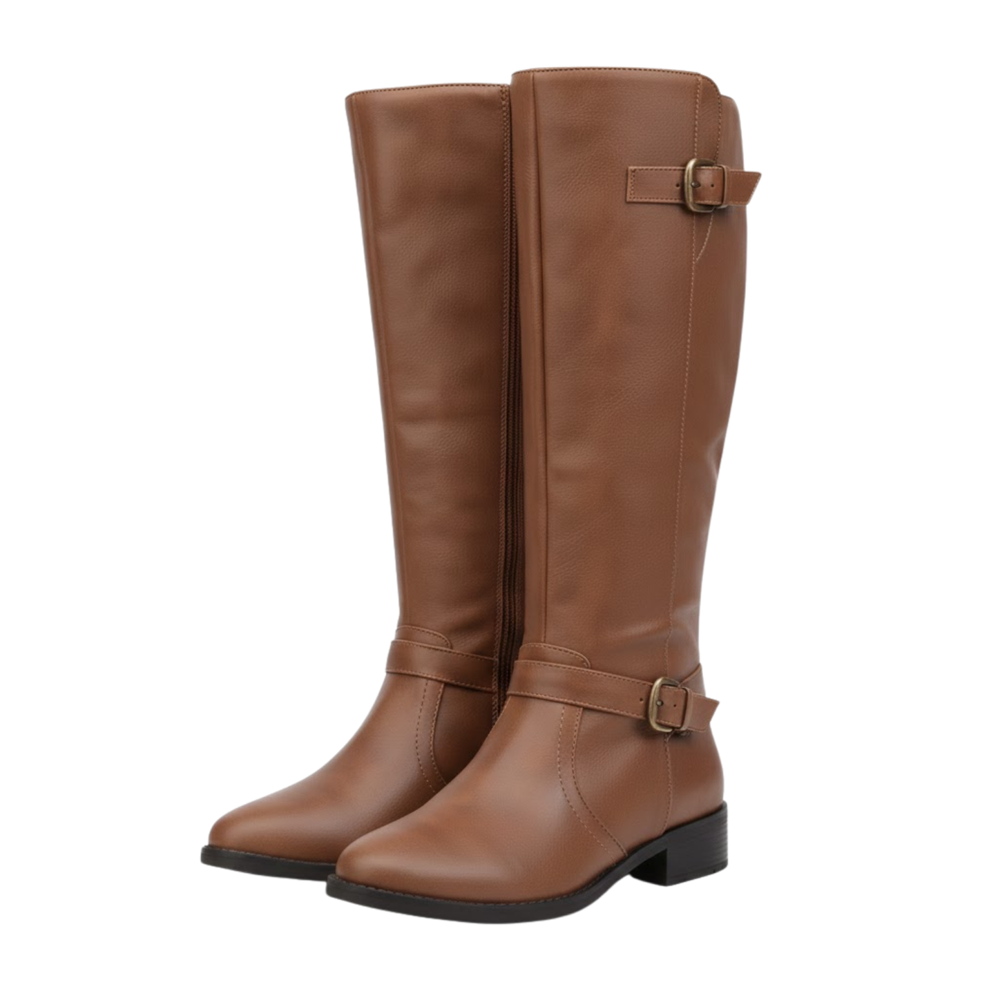 Warm Women's High Top Boot with Zipper and Buckle - VibreMode