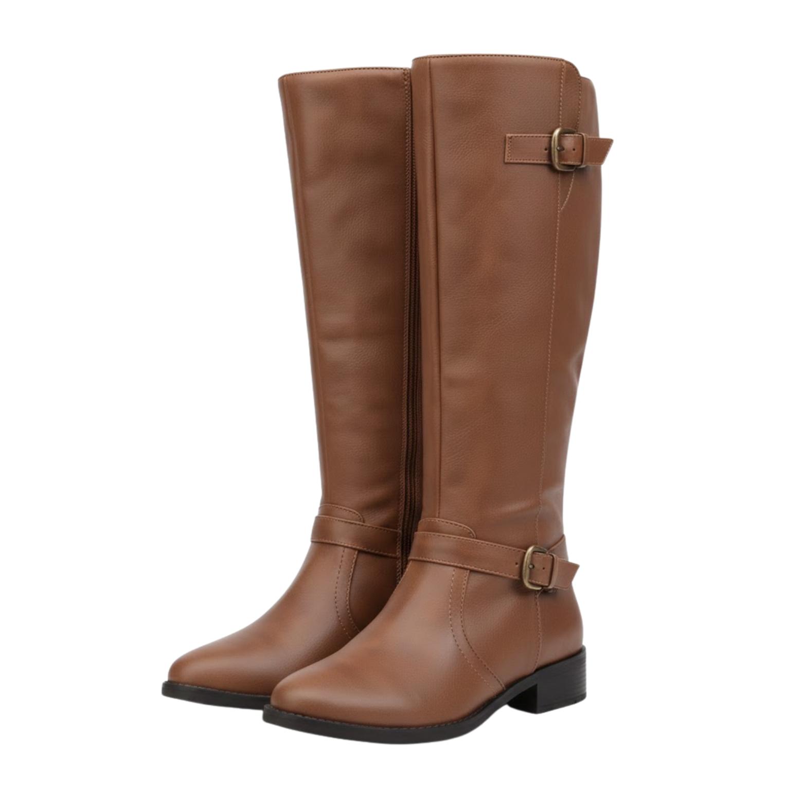 Warm Women's High Top Boot with Zipper and Buckle - VibreMode