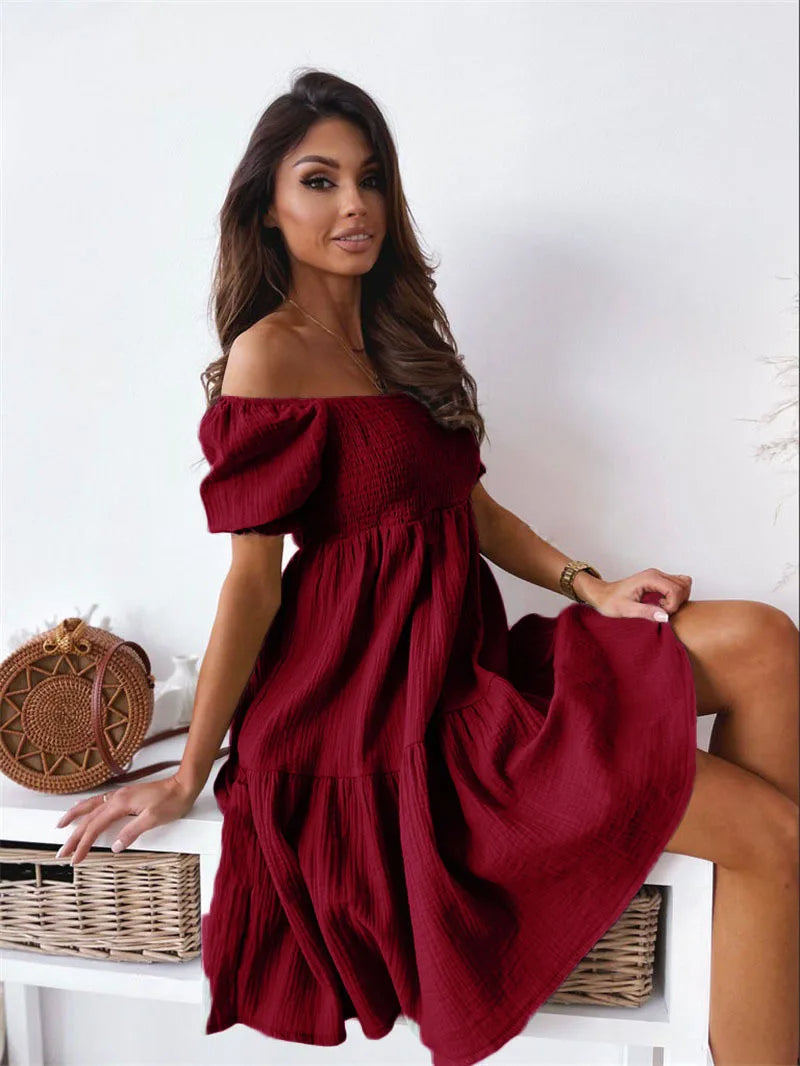 Women's One-Shoulder Mini Dress Summer