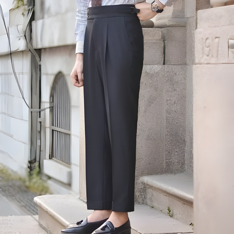 Men's Suit Trousers Wool Formal Black - VibreMode
