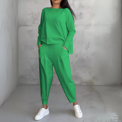 Women's Two-Piece Leisure Suit Long Sleeves Round Neck
