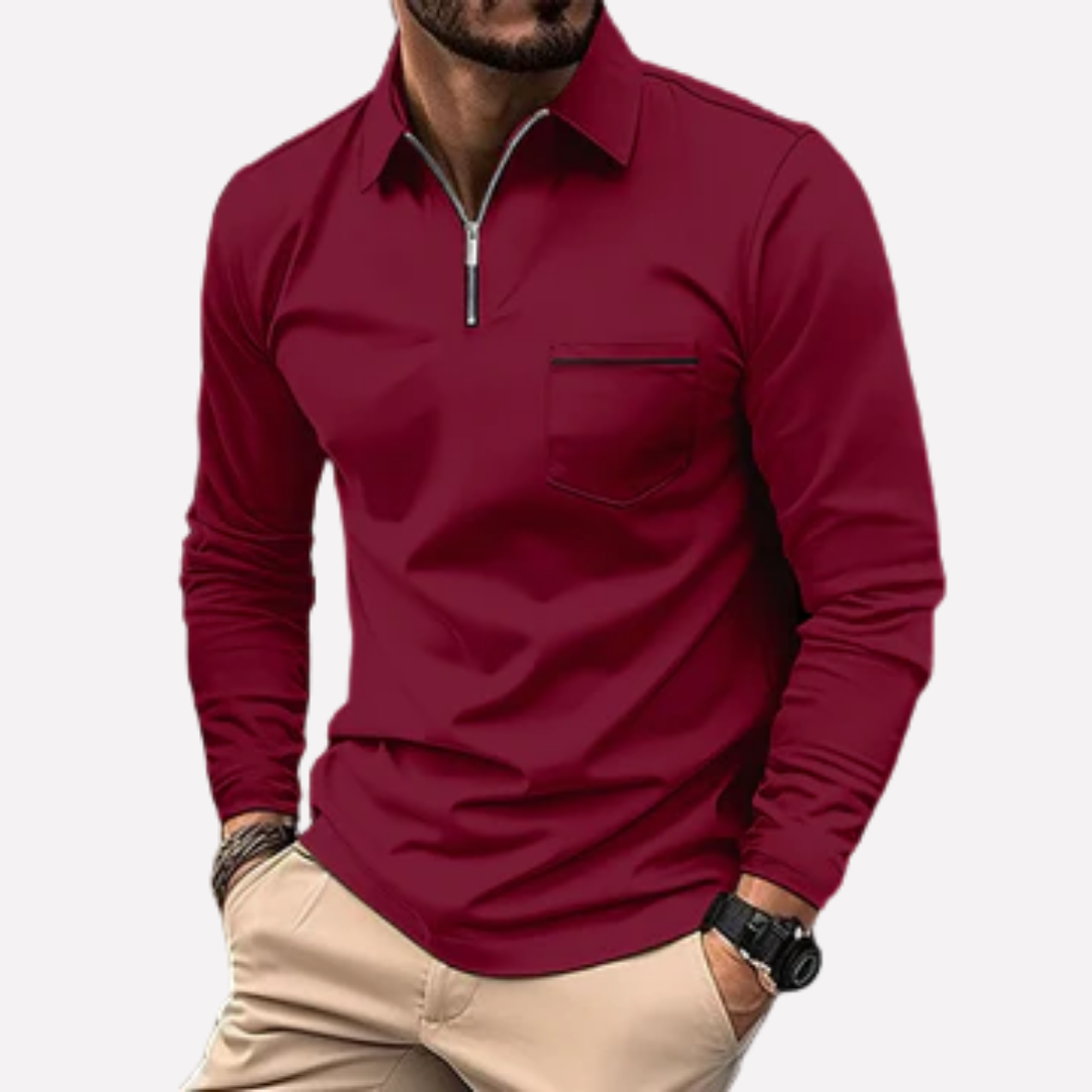Men's Polo Shirt Long Sleeve With Pocket