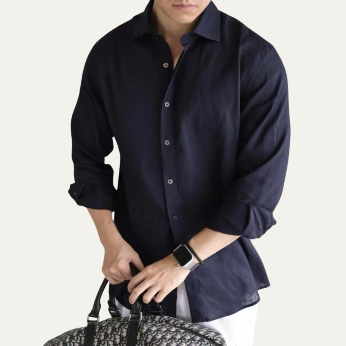 Men's Casual Business Shirt Cotton White