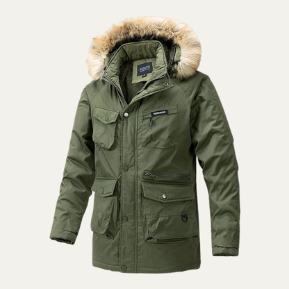 Men's Down Jacket Hooded Waterproof Multi Pocket