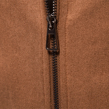 Men's Suede Leather Trucker Jacket Zip Up