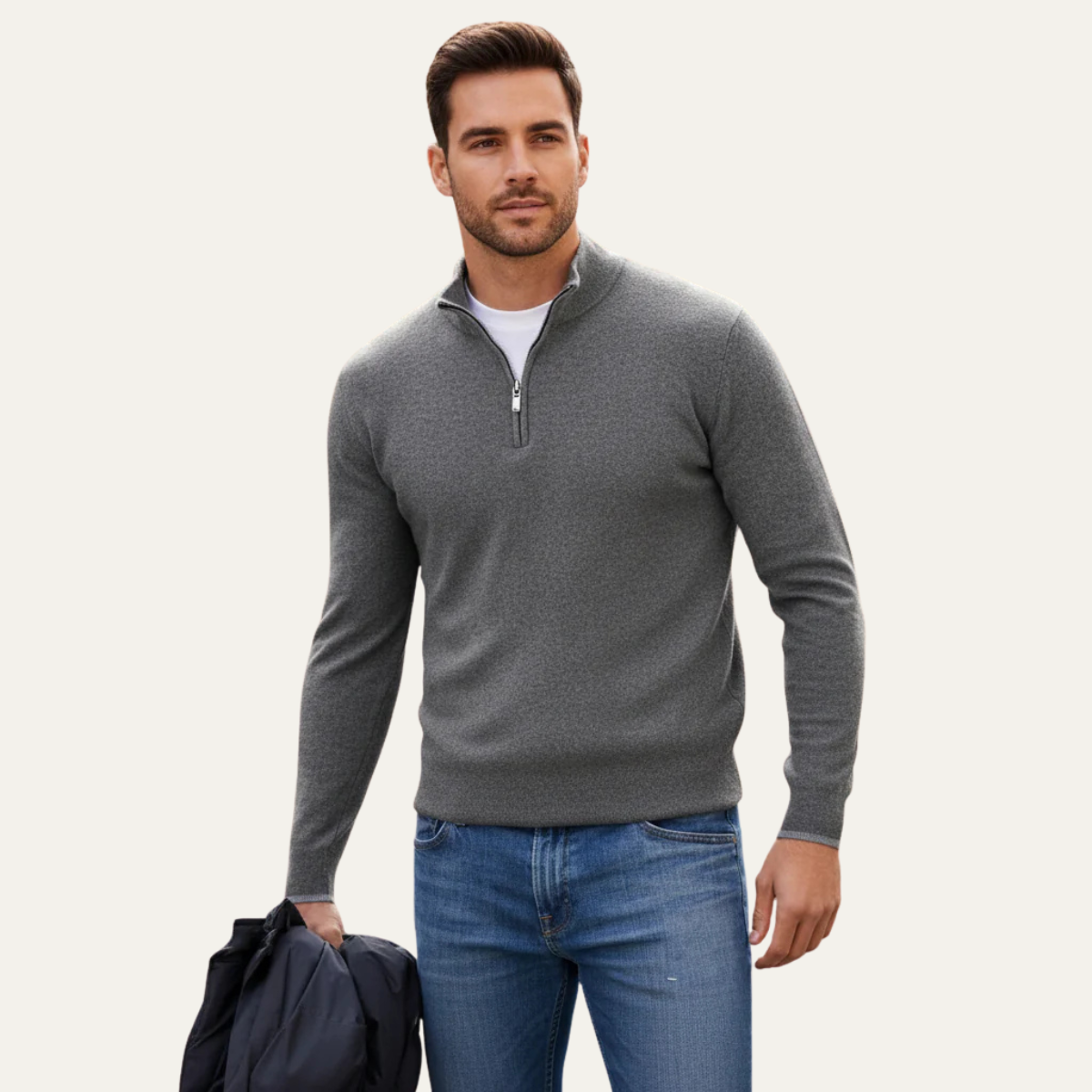 Men's Soft Cotton Sweater Half Zip Knit