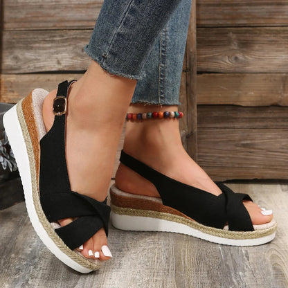 Women's Open-Toe Wedge Sandals Comfortable Elevated Heel
