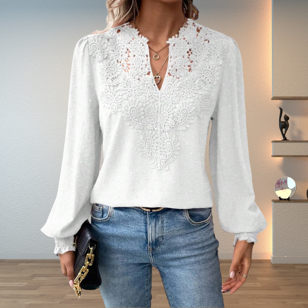 Women's Long Sleeve Embroidered Blouse