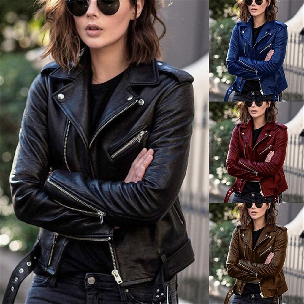 Leather Biker Jacket Vibrant Colors - VibreMode