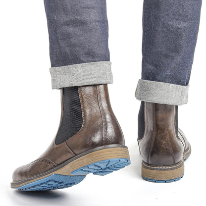 Monopoli Men's Chelsea Boots Leather Brogue Black