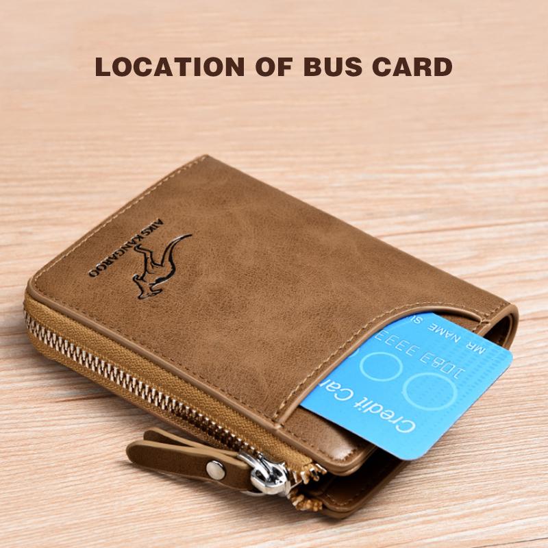 Compact Leather Wallet Rfid Blocking Brown