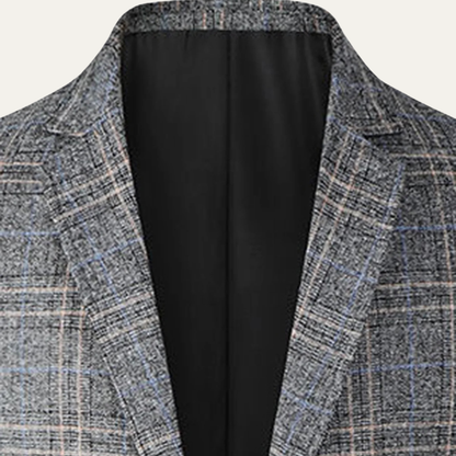 Mens Slim Fit Blazer Checked Lightweight Navy