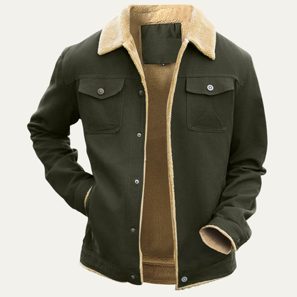 Men's Shearling Lined Jacket Warm Winter Sherpa Collar