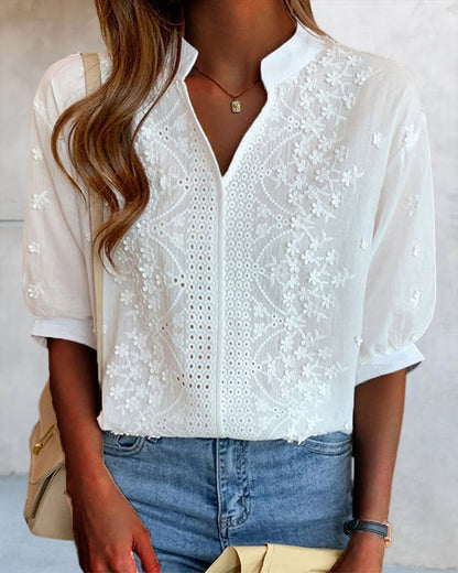 Chic Ladies Lightweight V Neck Ruffle Blouse