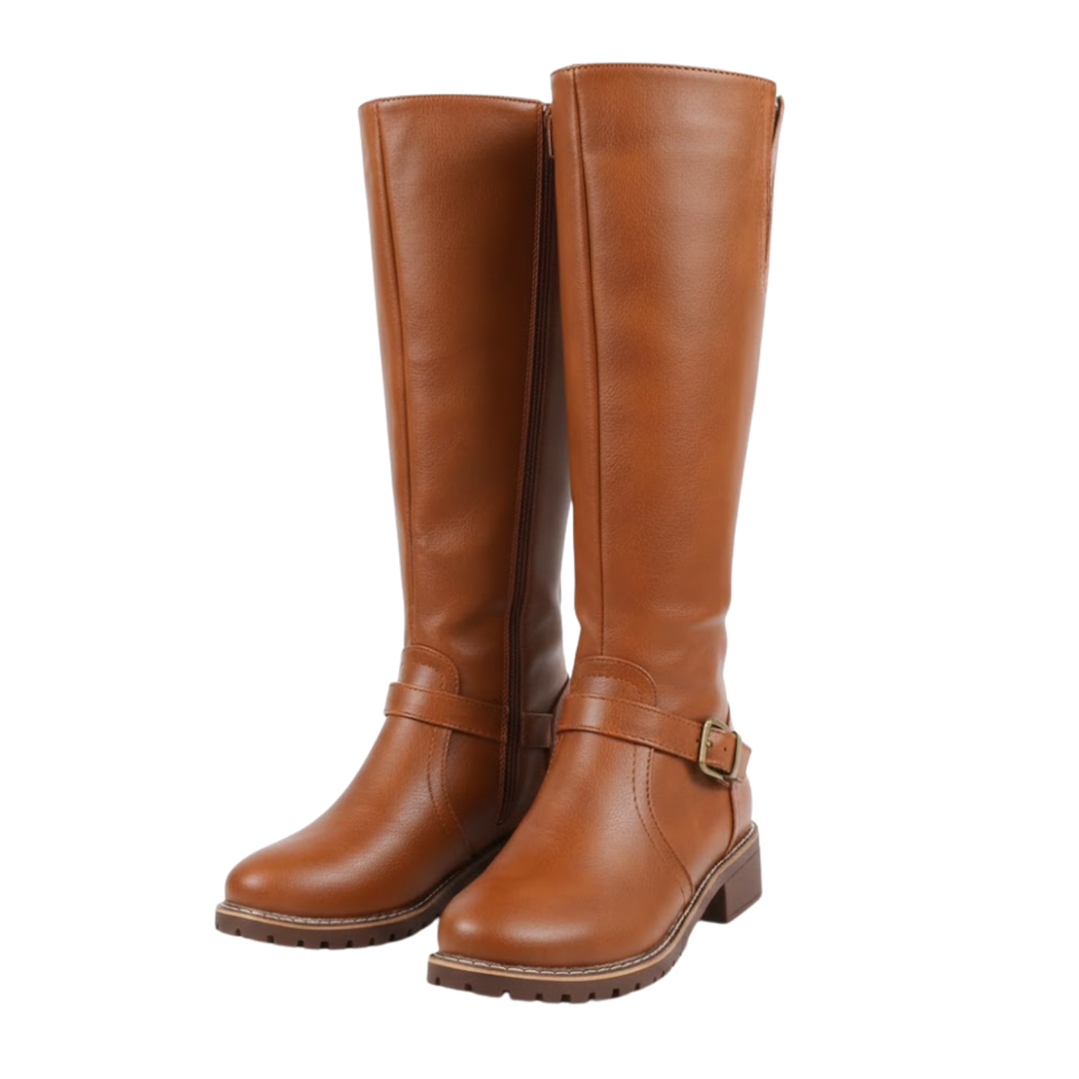 Tall Black Knee High Riding Boots Thick Heel - VibreMode