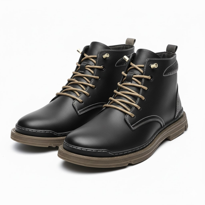 Men's Classic Leather Ankle Boots Height Boost Shoes