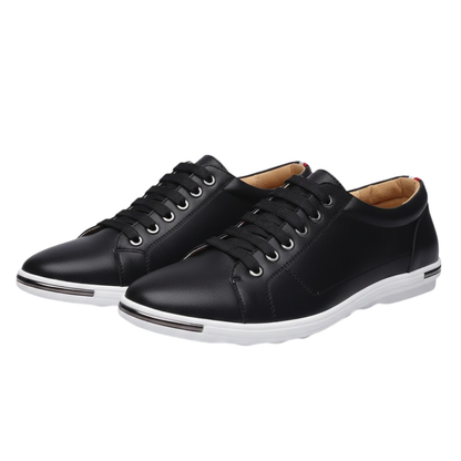 Comfortable Men's Leather Lace Up Sneakers