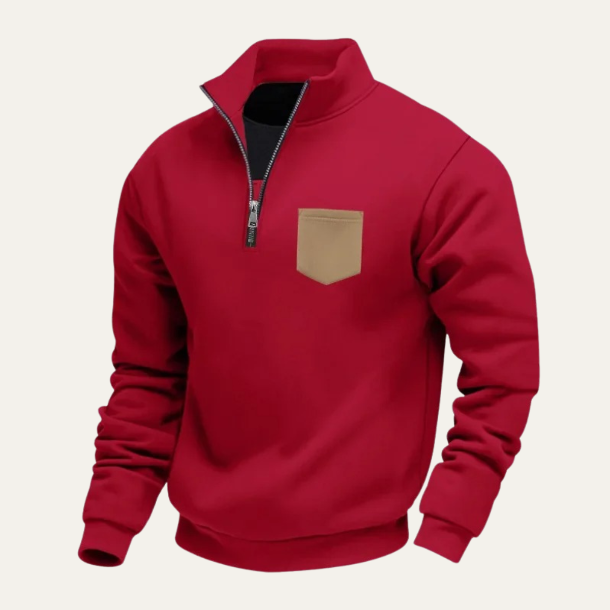 Men's Casual Half Zip Sweater With Pocket