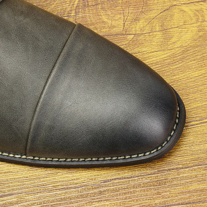 Men's Leather Ankle Boots Side Zip Classic Black