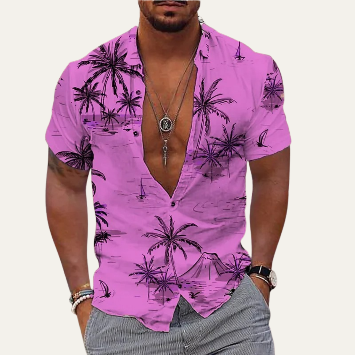 Men's Hawaiian Shirt Tropical Print Coconut Design