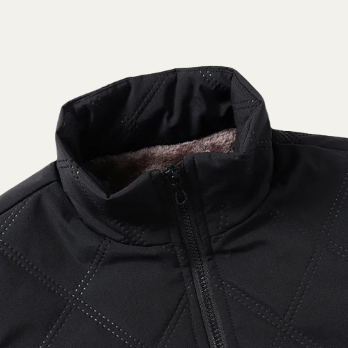 Mens Quilted Fleece Jacket Thick Lining Padded Coat