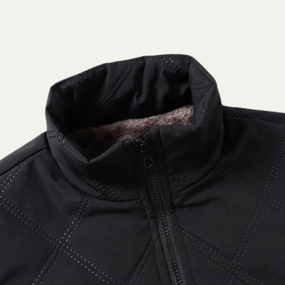 Mens Quilted Fleece Jacket Thick Lining Padded Coat