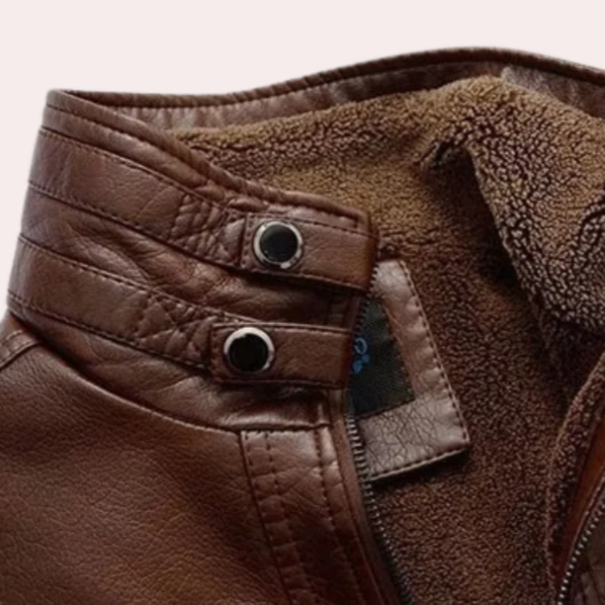 Men's Leather Winter Coat Warm Fleece Lining