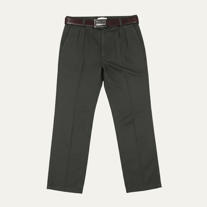 Men's Classic Straight Leg Pants Double Pleated Wool Black