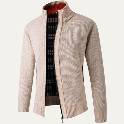 Men's Knit Zip Cardigan Stand Collar
