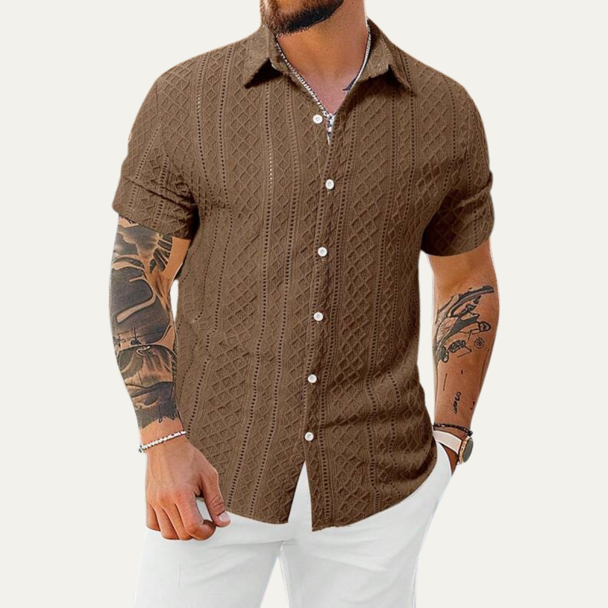 Men's Soft Textured Button Up Shirt