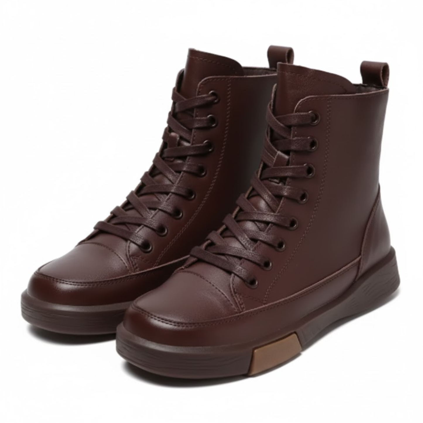 Authentic Leather Ankle Boots Warm Winter Flat Shoes - VibreMode