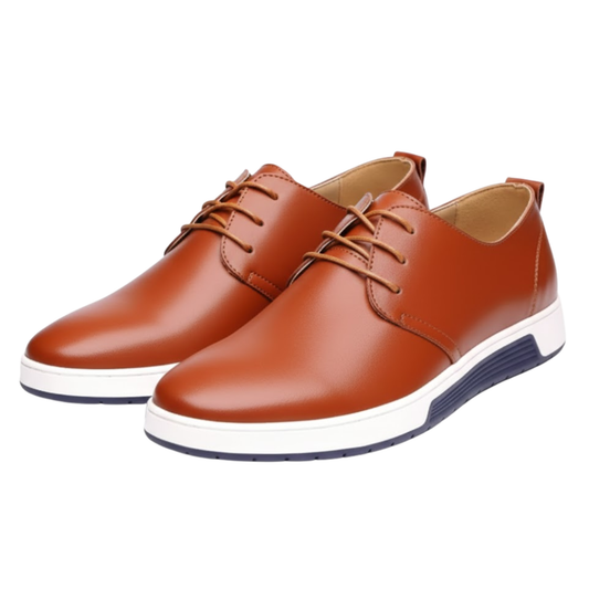 Comfortable Mens Leather Mesh Flat Dress Shoes - VibreMode