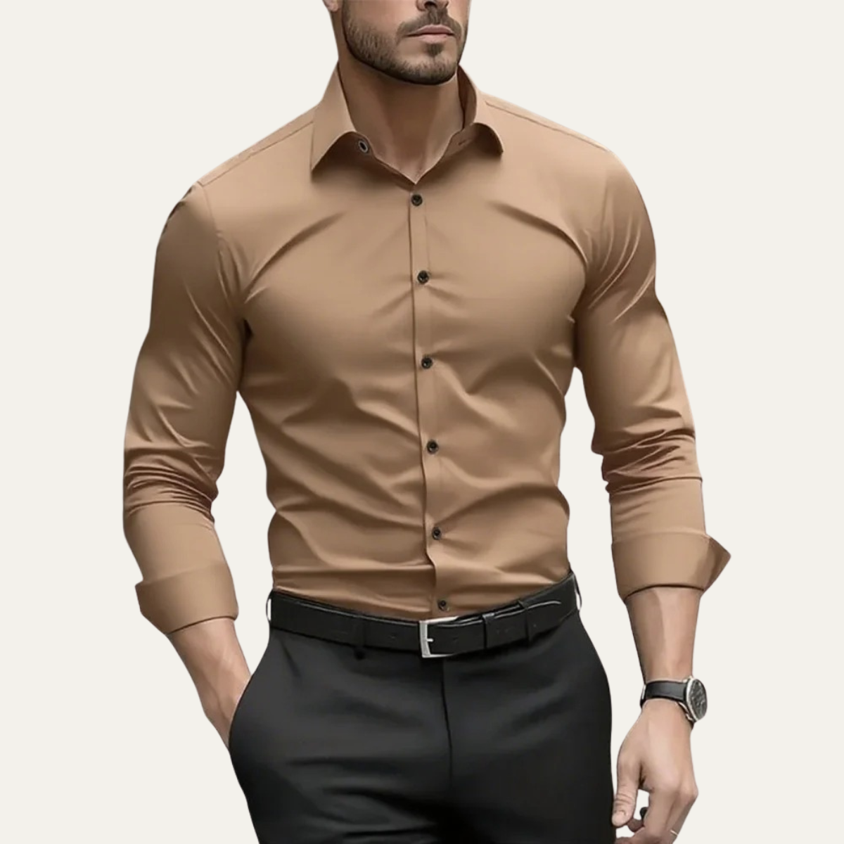 Men's Business Shirt Solid Color Cotton