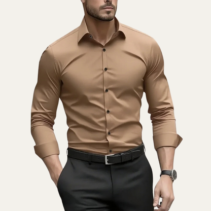 Men's Business Shirt Solid Color Cotton