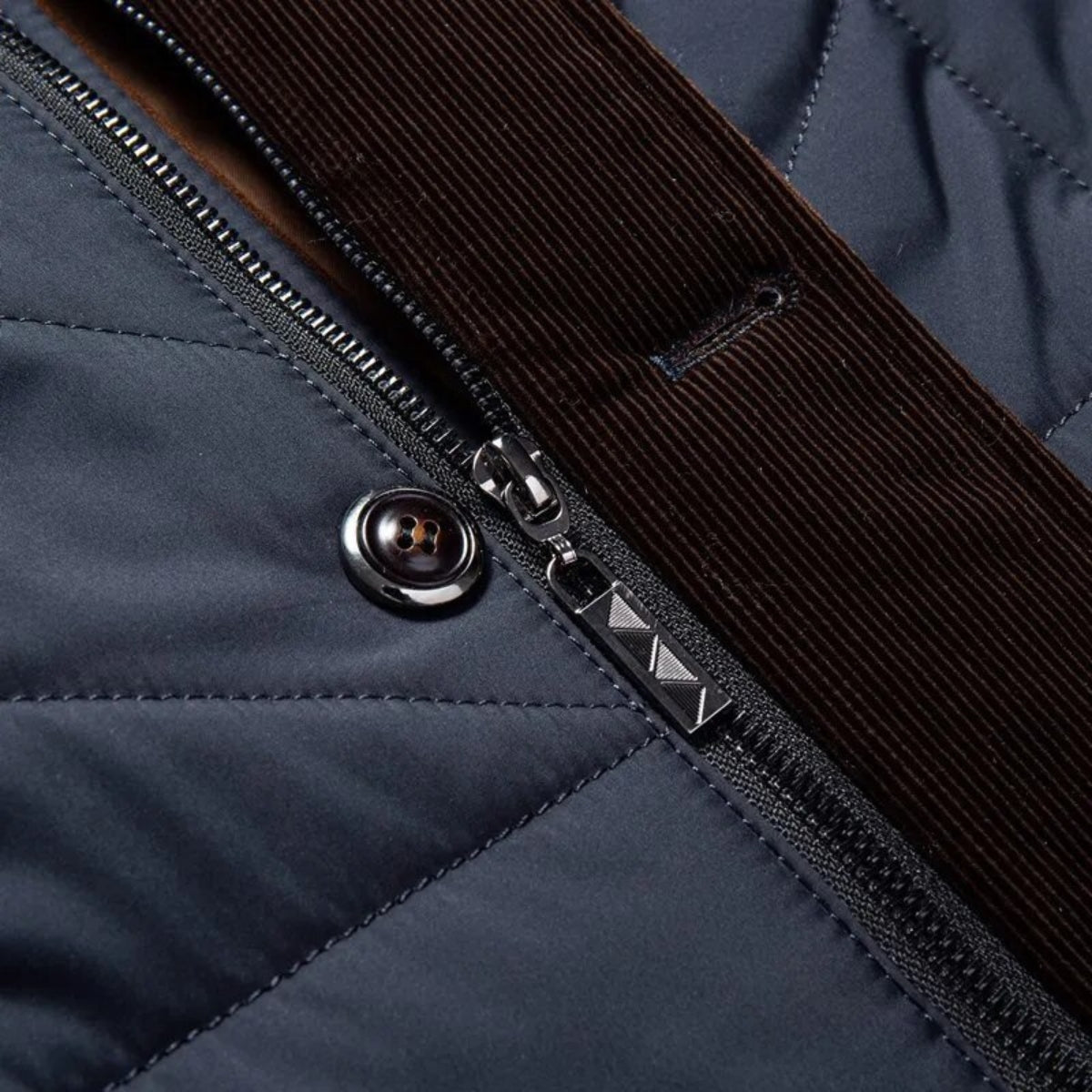 Men's Quilted Winter Jacket Zipper Front With Pockets