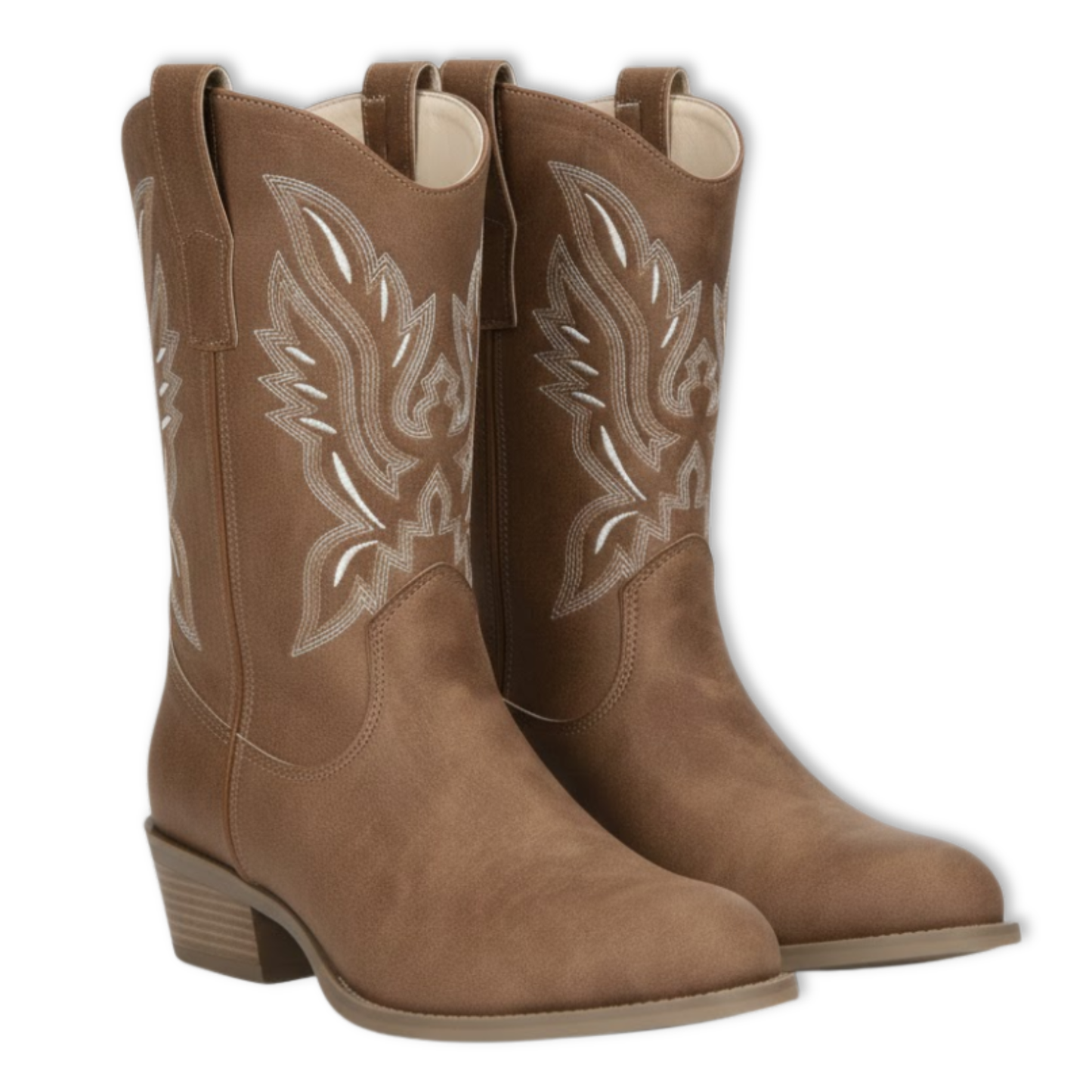Warm Ankle Boots with Embroidery and Block Heels - VibreMode