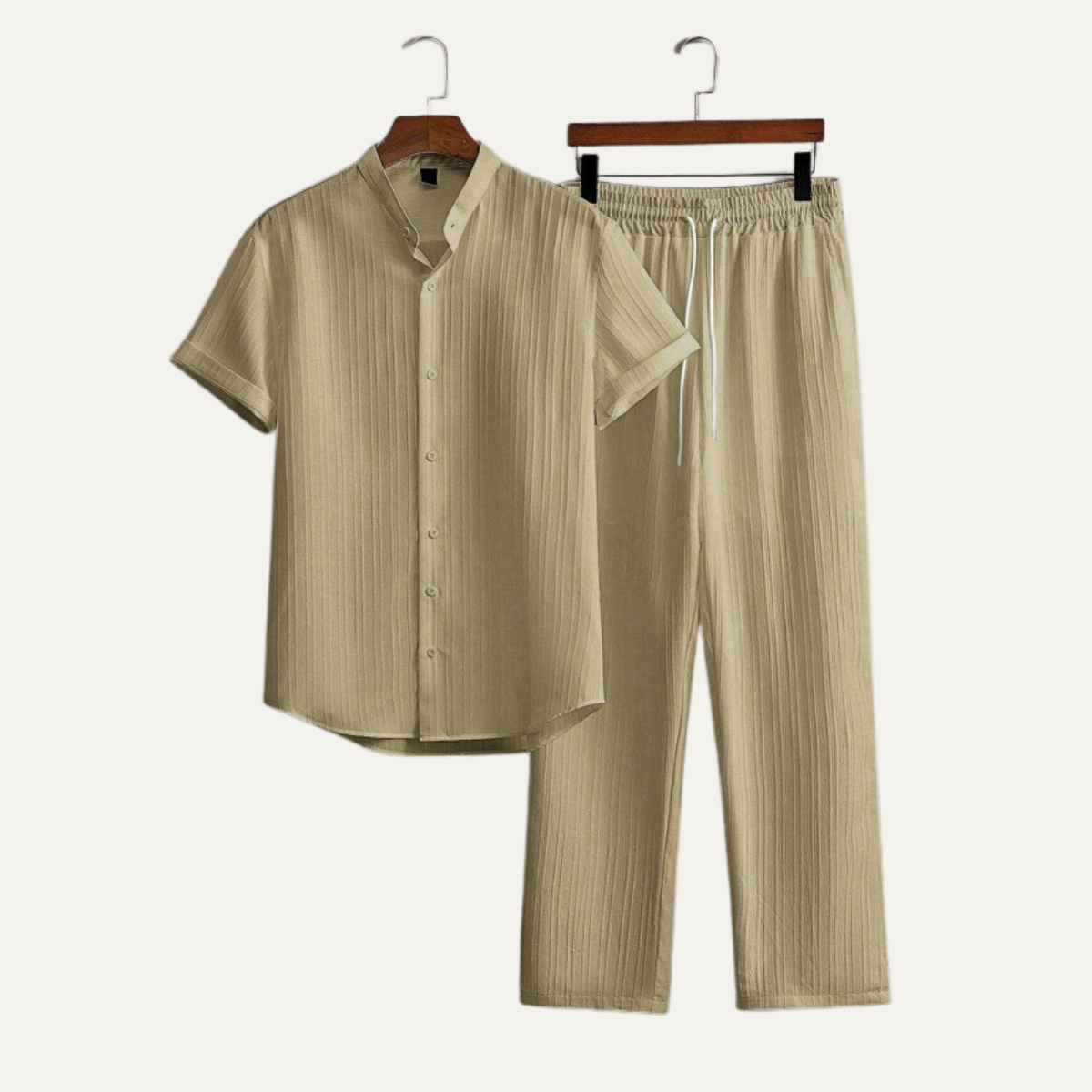 Men's Linen Summer Casual Shirt And Pants Set