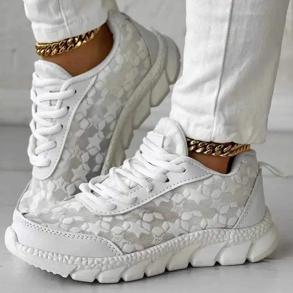 Women's Lace Up Sneakers Breathable Star Pattern - VibreMode