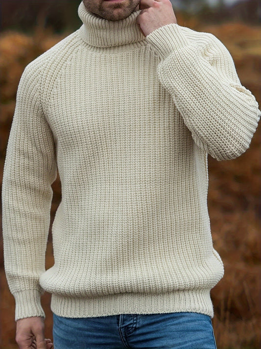 Men's Turtleneck Vintage Knit Sweater - VibreMode