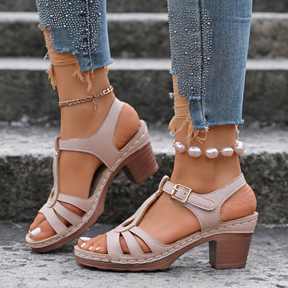 Pink High Heel Comfortable Summer Sandals