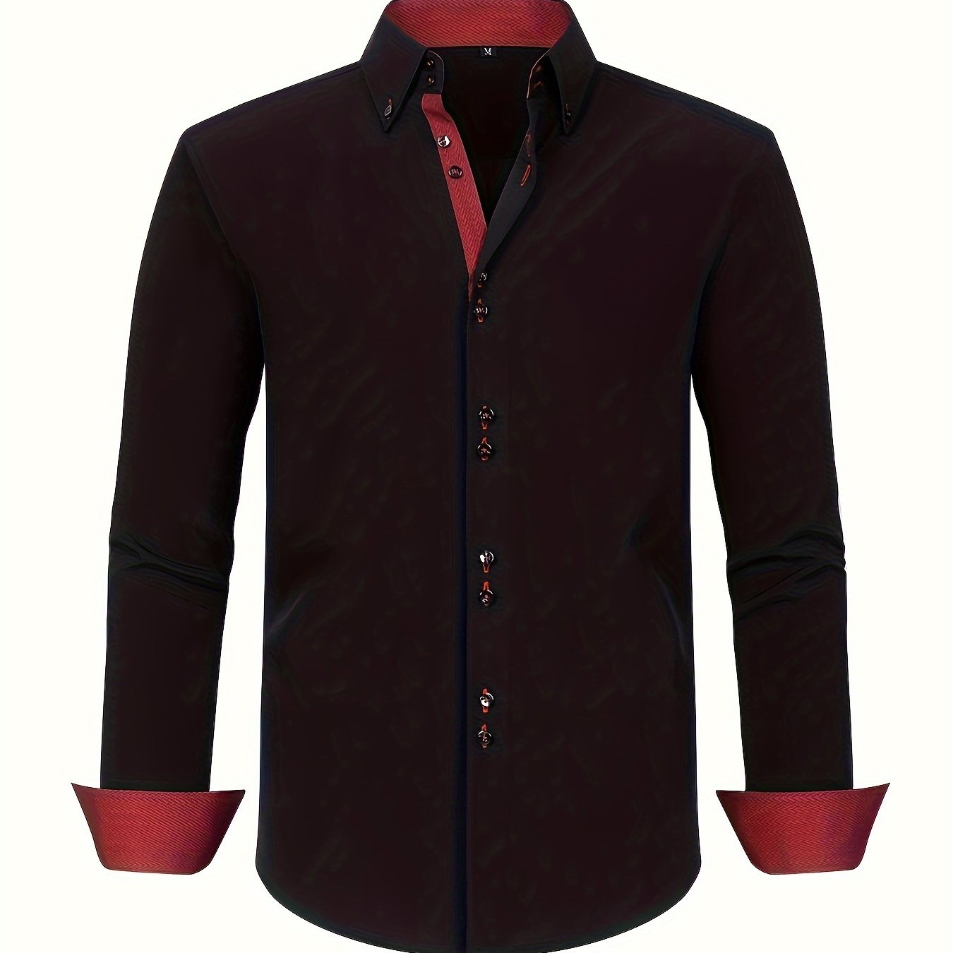 Men's Long Sleeve Button Down Shirt Contrast Trim