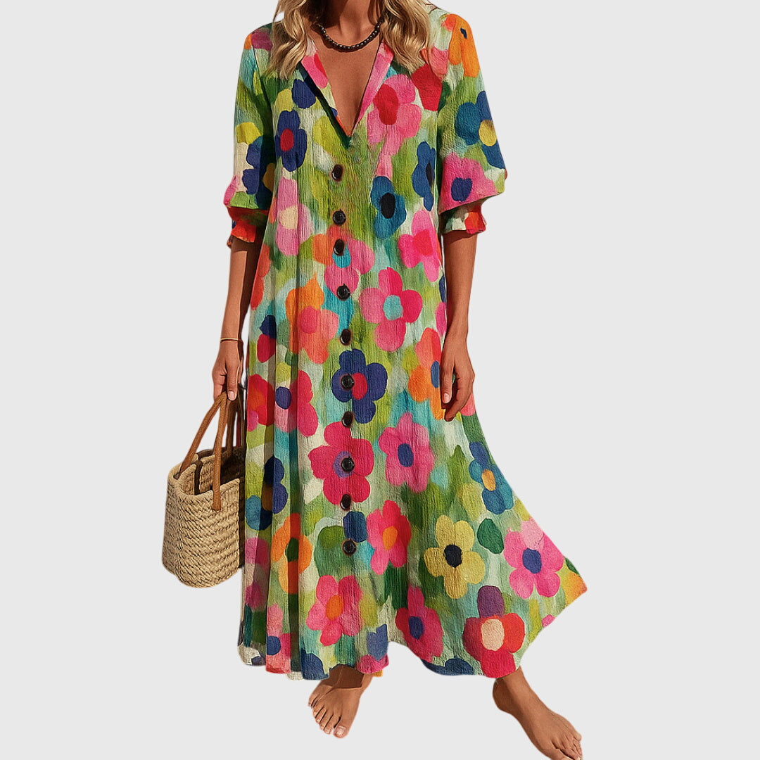 Beautiful Floral Long Dress - VibreMode