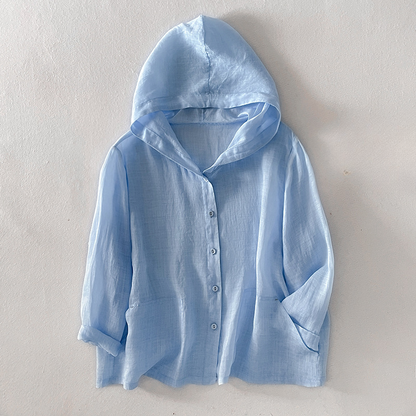 Women's Linen Hoodie Summer Beige