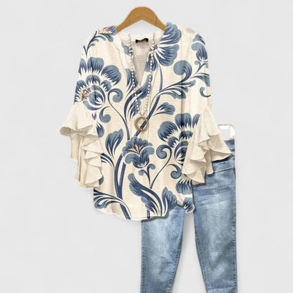 Morgan | Ladies Pretty Blouse with Ruffled Sleeves - VibreMode