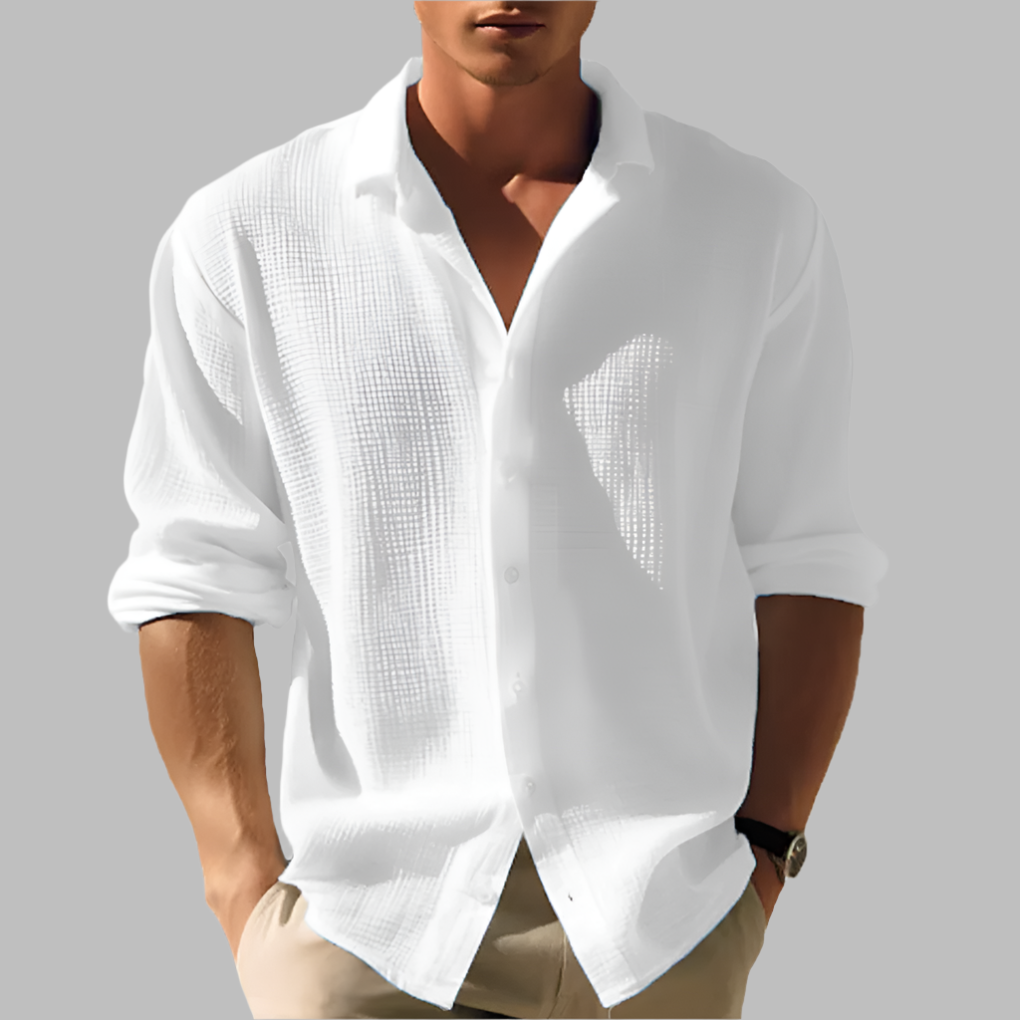 Men's Cotton Linen Shirt Lightweight Solid Color