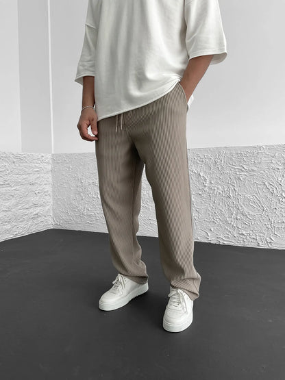 Men's Wide Leg Lounge Pants Vertical Stripe - VibreMode