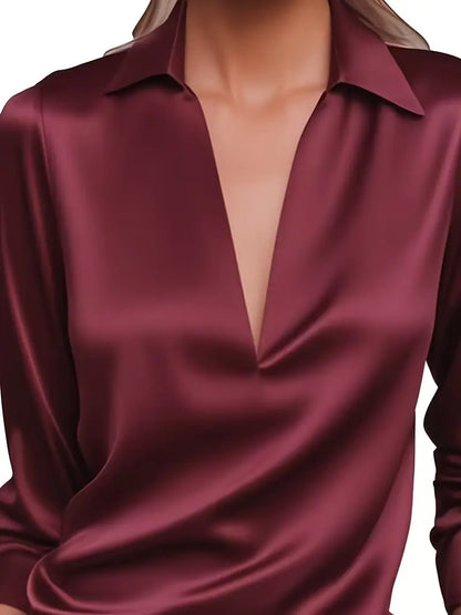 Luxury Soft V-Neck Satin Top