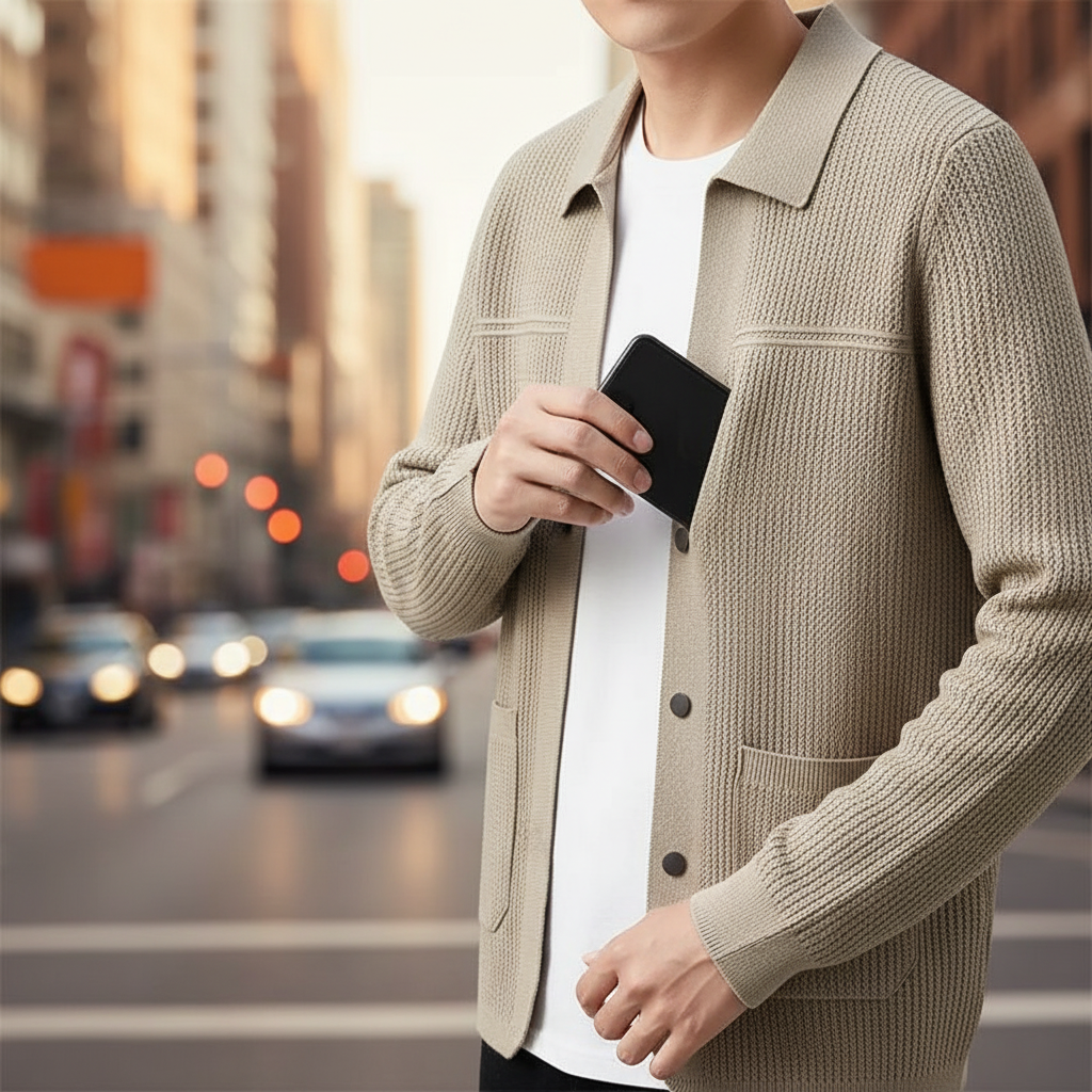 Men's Textured Cardigan Sweater