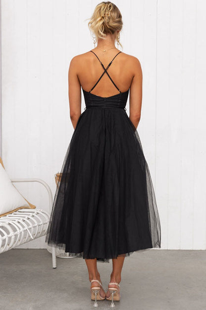 Women's Corset Midi Dress Tulle Skirt