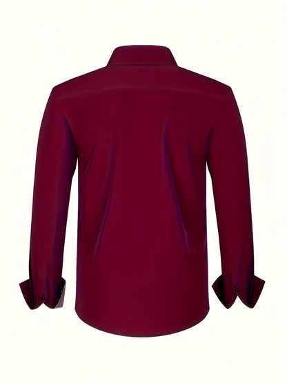 Men's Long Sleeve Button Down Shirt Contrast Trim